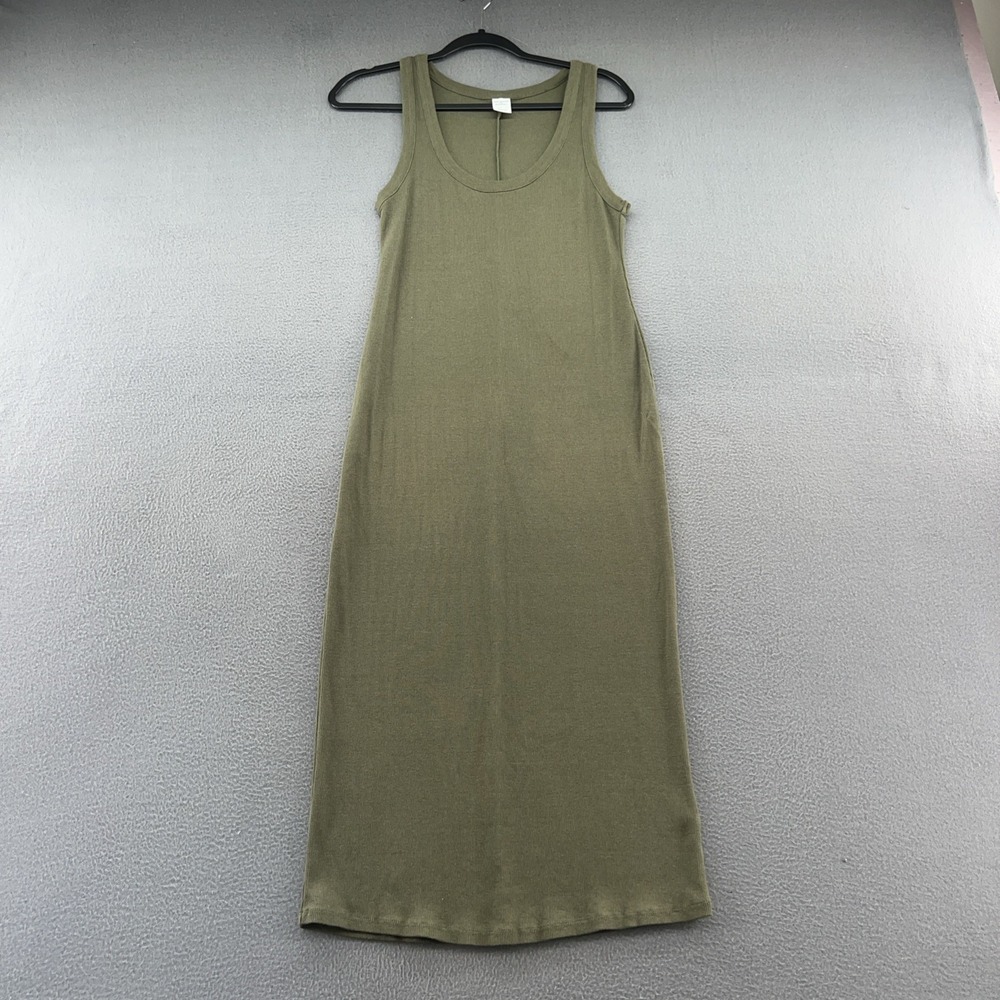Melrose and Market Dress Womens Sz M Green Sleeveless Midi Stretch